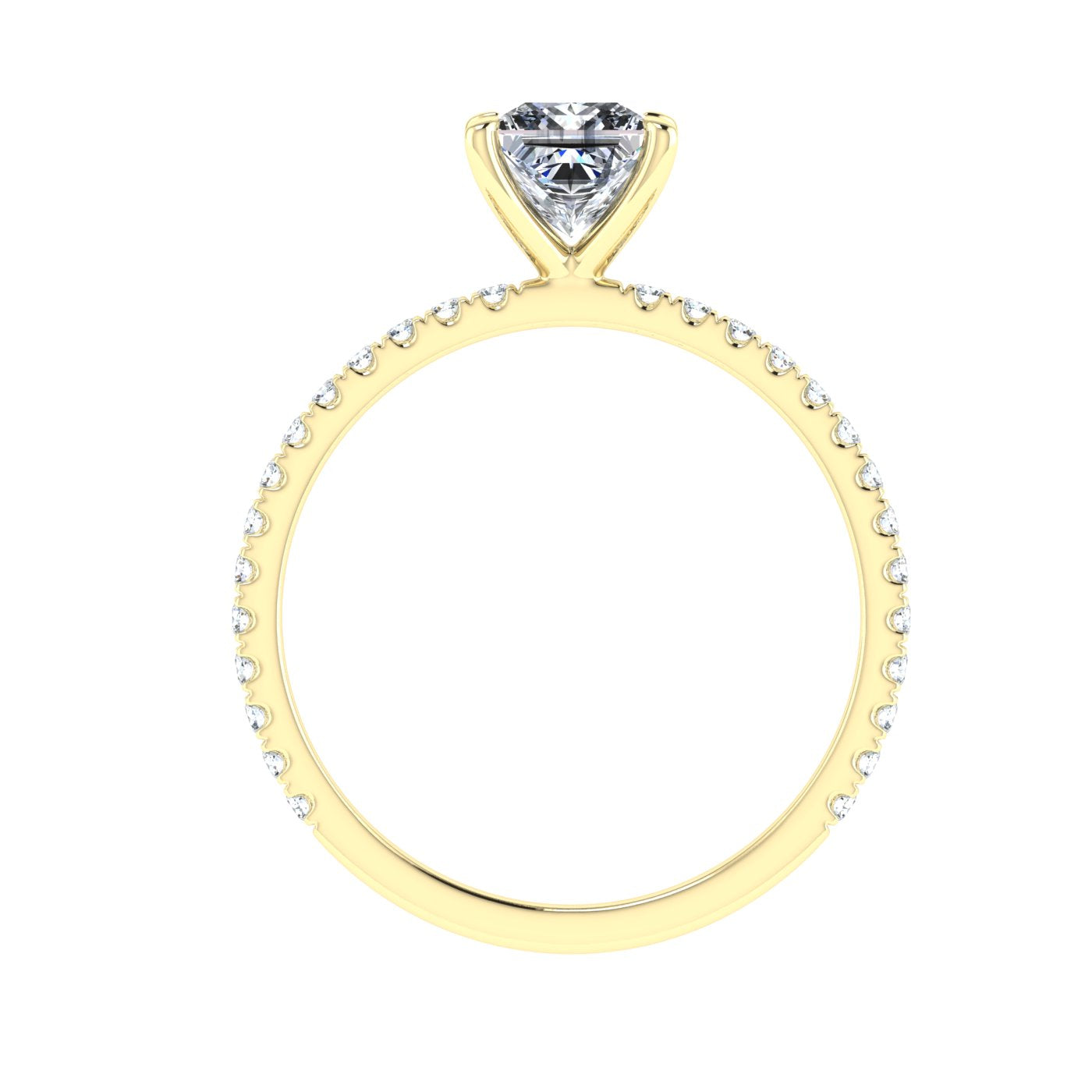 Windfall Princess Cut Solitaire Moissanite Engagement Ring Yellow Gold